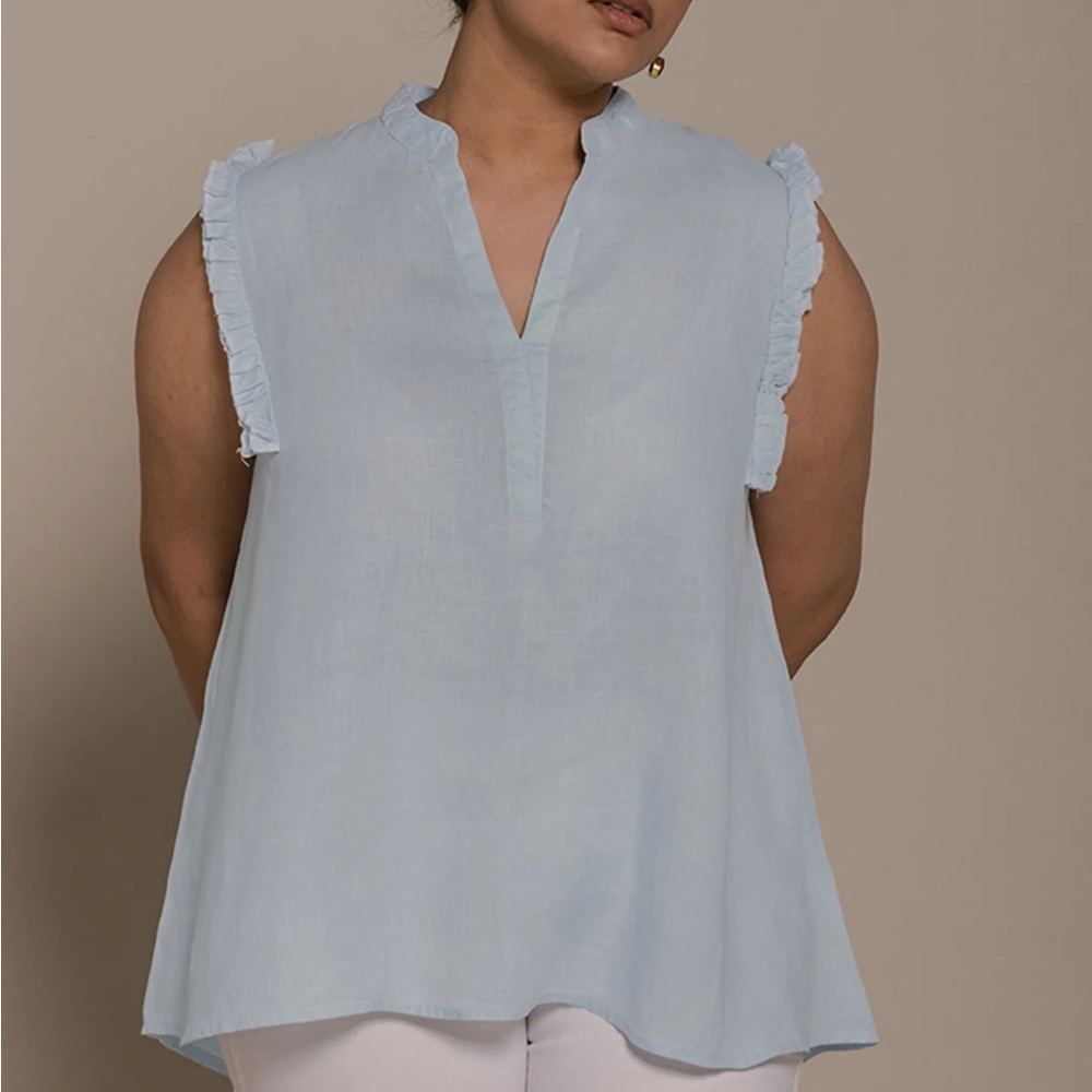 Reistor Wind In My Hair Hemp Flowy Blue Shirt Medium